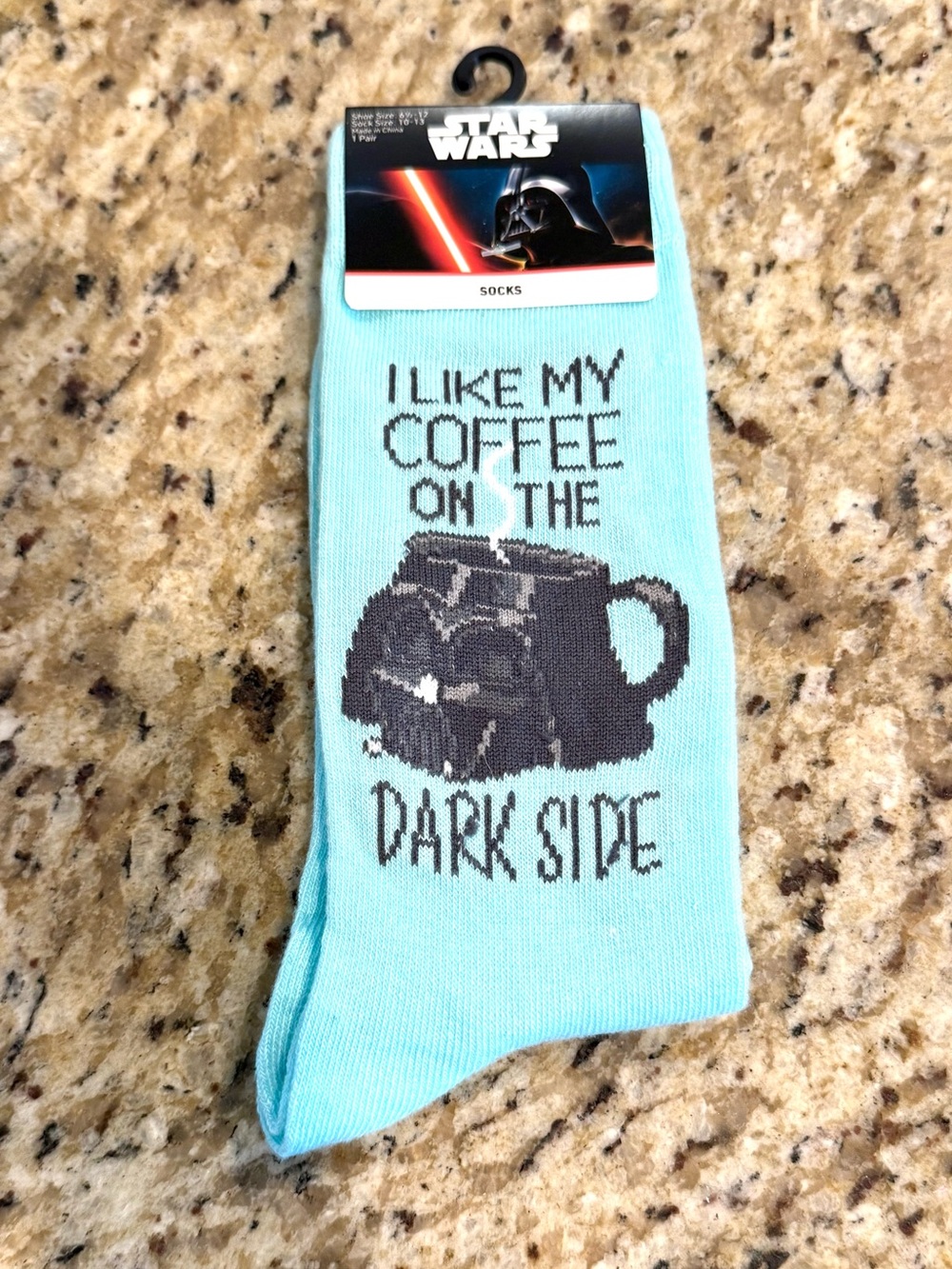 Disney / Star Wars Men’s Light Blue 'I Like My Coffee on the Dark Side' Socks